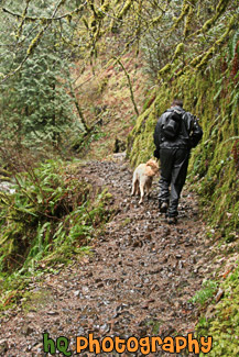 Hiker & Dog on Trail