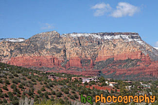 Sedona Red Rock & Houses on Hill