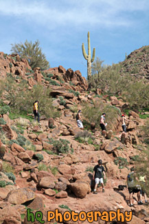 People Hiking up Camelback Mountain