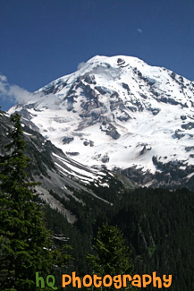 Mt. Rainier With Moon Faintly Above