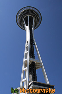 Seattle Space Needle Against a Blue Sky