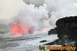 Lava in Ocean in Hawaii