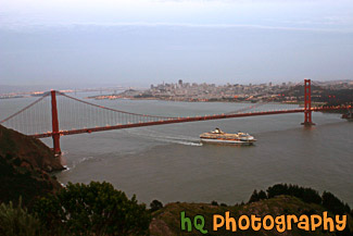 Cruise Ship Under Golden Gate Bridge