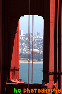 A Close Up Looking Through Golden Gate Bridge