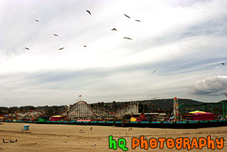 Santa Cruz Boardwalk from Beach