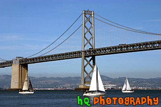 Bay Bridge, San Francisco & Sail Boats