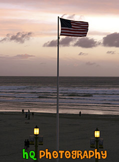 American Flag Beach Sunset