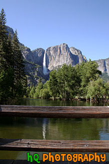 Yosemite Falls & Wood Railing