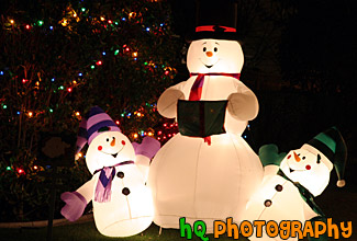 Blow-up Snowmen at Night