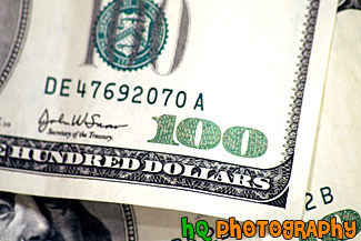 Close up of $100 Bill