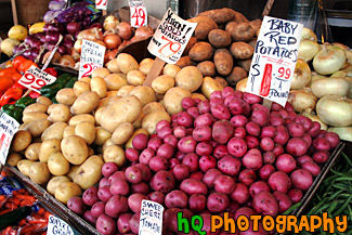 Close up of Potatoes Stand at Pike Place