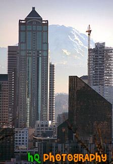 Mt. Rainier Behind Seattle Skyscrapers