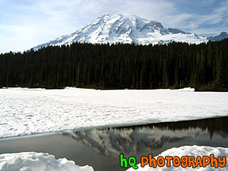 Mt. Rainier at Snow Covered Reflection Lake