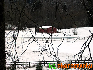 Winter Snow & Red Barn