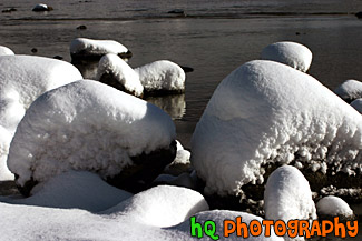 Snow Covered Rocks in Lake Tahoe