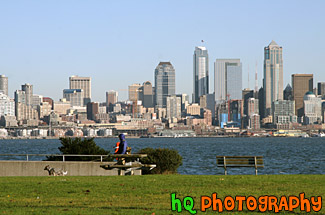 Man Walking Along Alki Beach