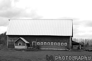 Side of Red Barn black and white picture