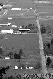 Aerial Farmland View black and white picture