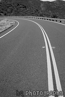 Road Curving to Left black and white picture