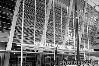 Greater Tacoma Convention & Trade Center black and white picture