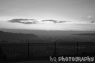 Sunset Over Valley black and white picture