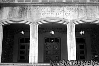 Eastvold Chapel & Lights black and white picture