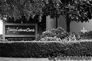 Trinity Lutheran Church Sign black and white picture