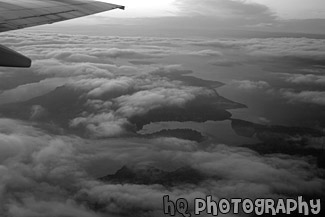 Sky Sunset & Puget Sound black and white picture