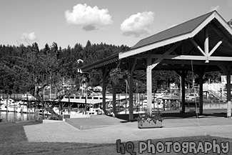 Gig Harbor Downtown black and white picture