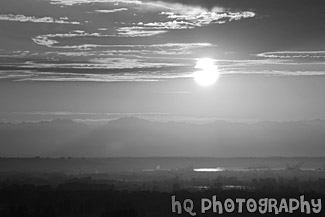 Orange Sunset in Tacoma, Wa black and white picture