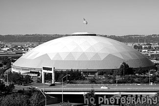 Tacoma Dome black and white picture