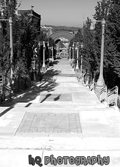 Stairs of UW Tacoma black and white picture