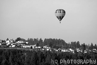 Hot Air Balloon Over Crystal Ridge black and white picture