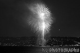 Fireworks in Tacoma black and white picture