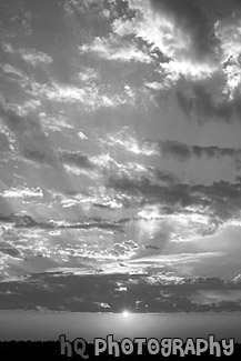 Interesting Sky With Clouds & Sunset black and white picture