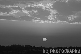 Scenic Sky and Sunset black and white picture