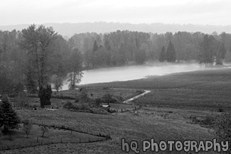 Puyallup River Flooding Farmland black and white picture