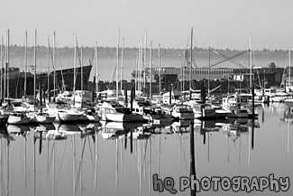 Boats & Reflections black and white picture