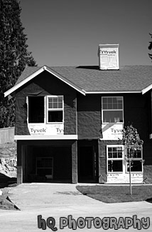 Townhouse Being Built black and white picture