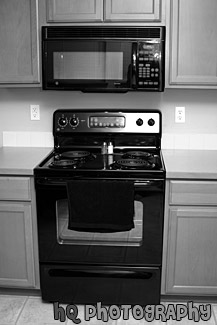 Microwave & Stove Appliances black and white picture