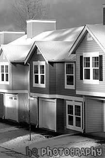 Close up of Townhouses black and white picture