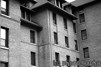 Brick Building at a College black and white picture