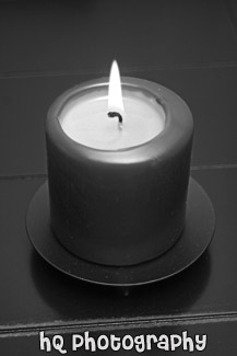 Red Candle Close Up black and white picture