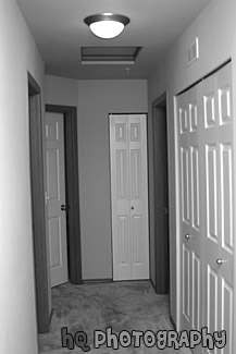 Hallway in Home black and white picture