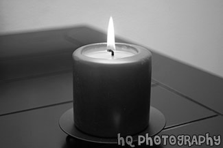 Red Candle & Flame black and white picture