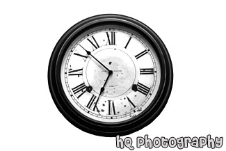 Clock on Wall black and white picture