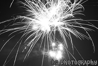 Bright Fireworks black and white picture