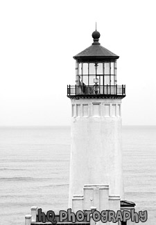 Photoshopped Red Tip on Lighthouse black and white picture