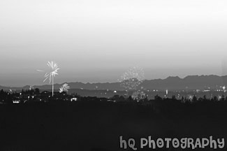 Display of Fireworks black and white picture