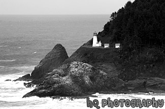 Heceta Lighthouse Art black and white picture